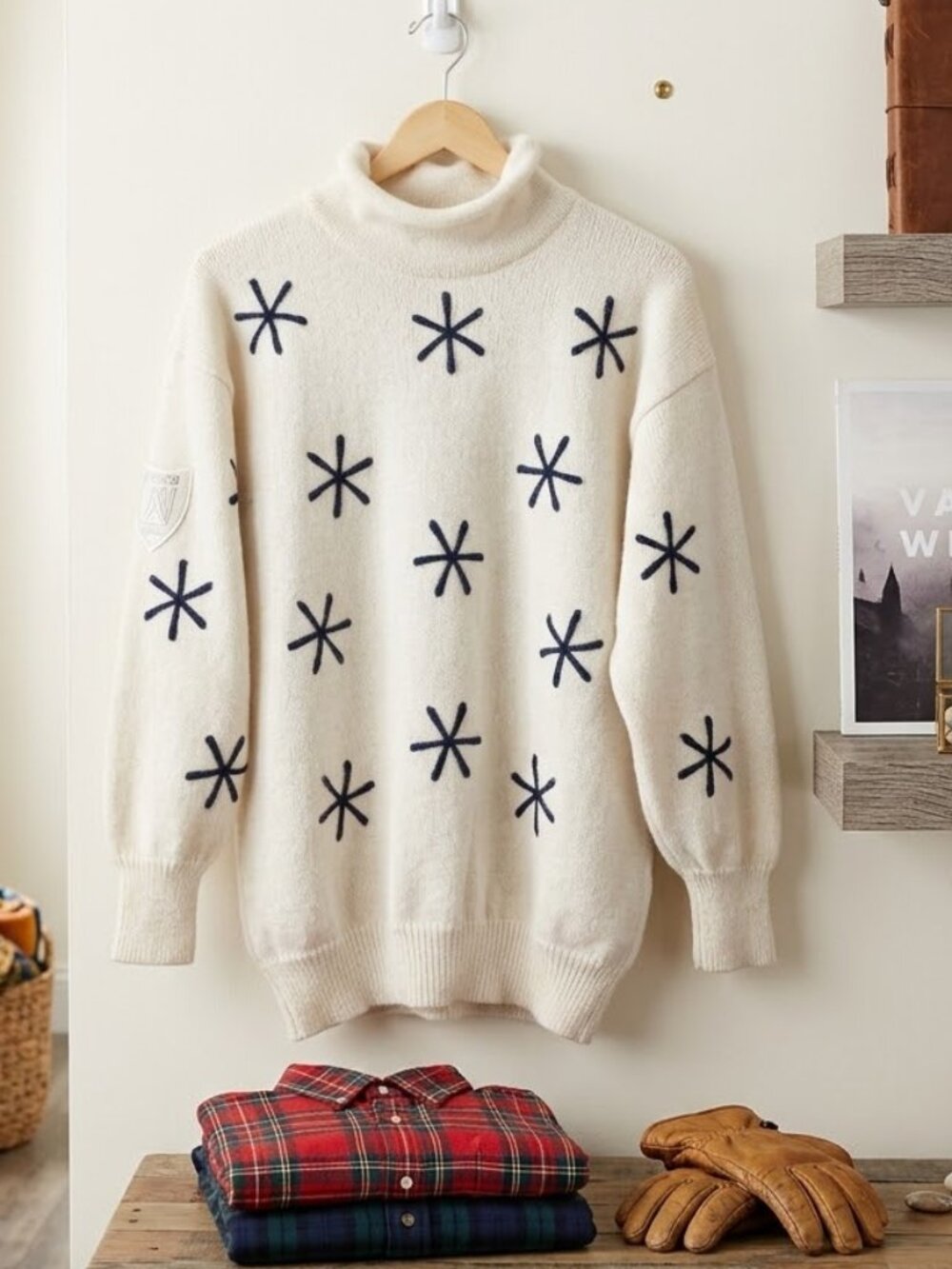 Vintage Vampire 1950 Wool Alpaca Ski Sweater Oversized Italian Luxury L/XL